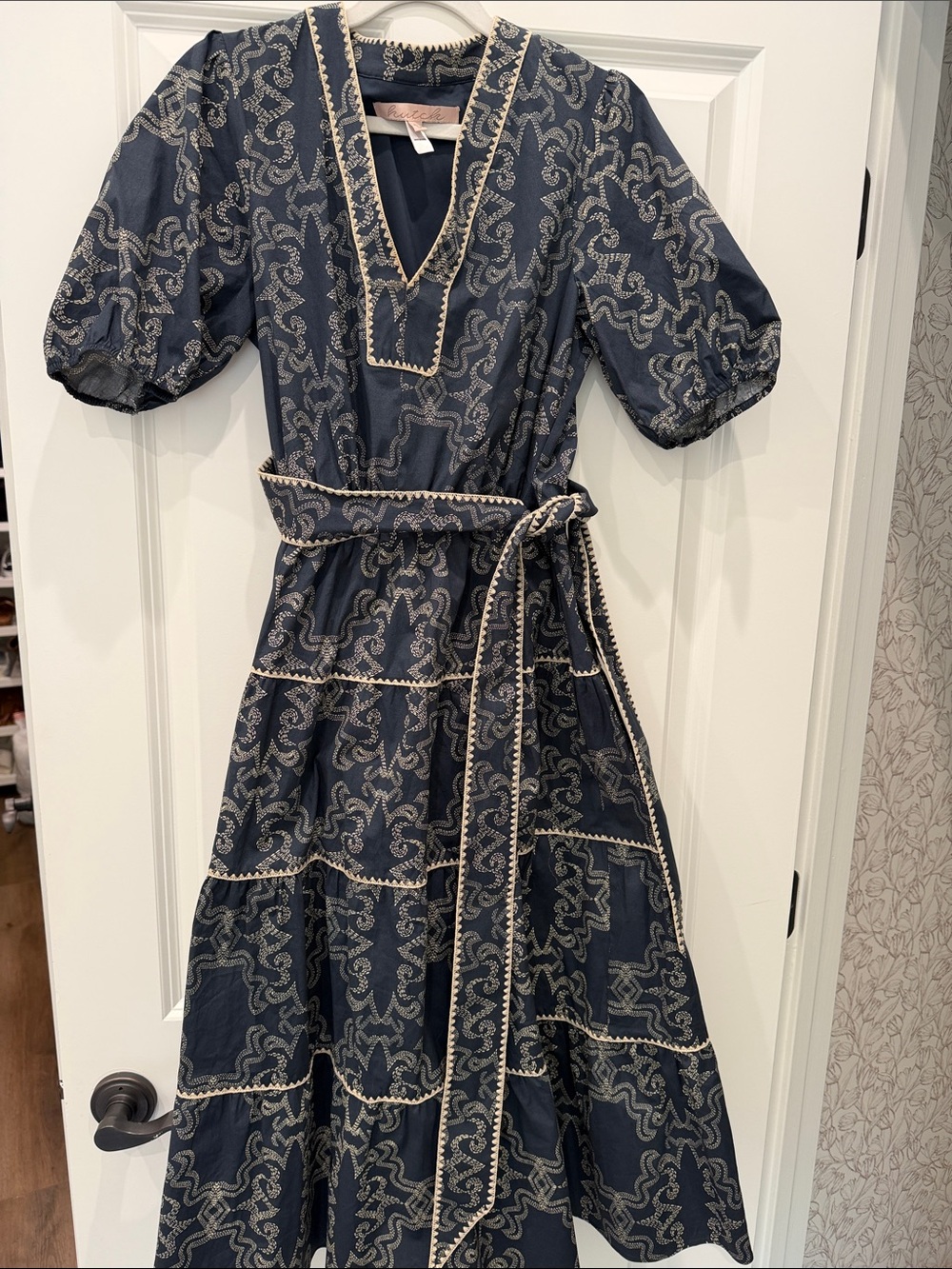 Hutch Navy Maxi Dress with Cream Trim
